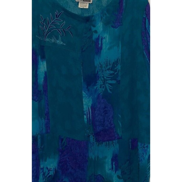 CM Shapes Shirt Tunic Plus size 1x Teal & Purple Rayon NWT Embroidery - Picture 2 of 10